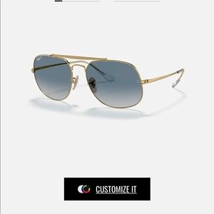 Ray-Ban gold rim sunglasses with blue lenses